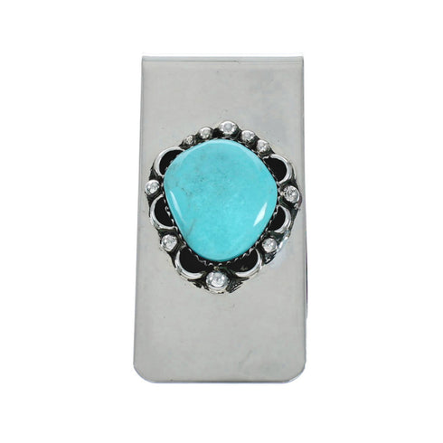 Genuine Turquoise Sterling Silver Navajo Money Clip X11256