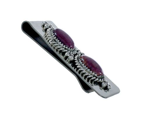 Genuine Navajo Sterling Silver Purple Oyster Shell Money Clip X11258