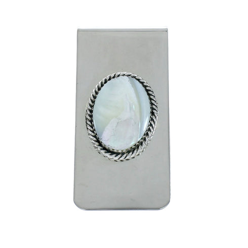 Mother Of Pearl Sterling Silver Navajo Money Clip X11273