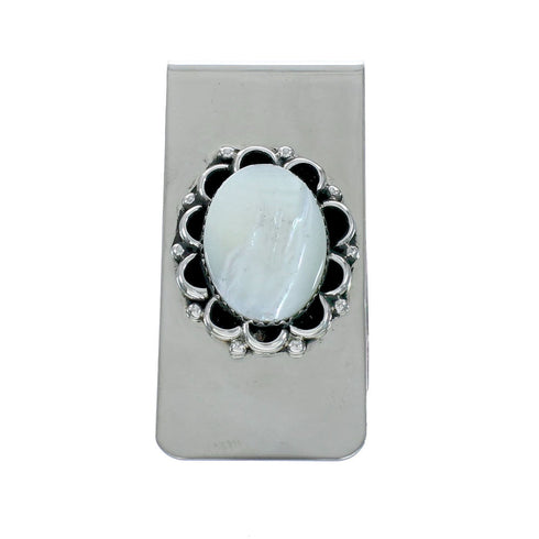 Mother Of Pearl Sterling Silver Navajo Money Clip X11274