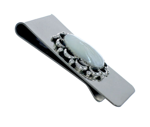 Mother Of Pearl Sterling Silver Navajo Money Clip X11274