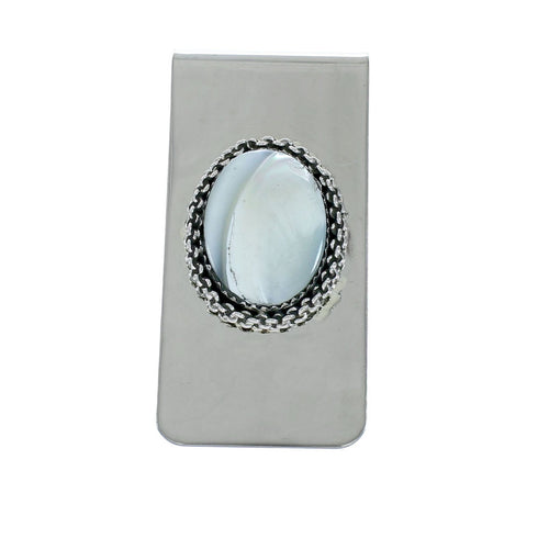 Mother Of Pearl Sterling Silver Navajo Money Clip X11275