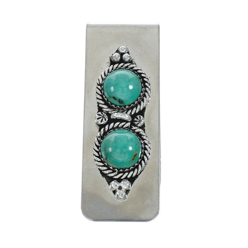 Native American Navajo Turquoise And Sterling Silver Money Clip X11277