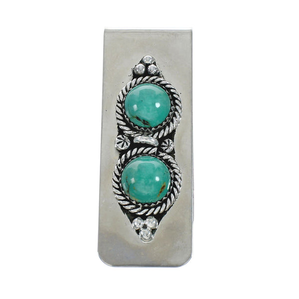 Native American Navajo Turquoise And Sterling Silver Money Clip X11277