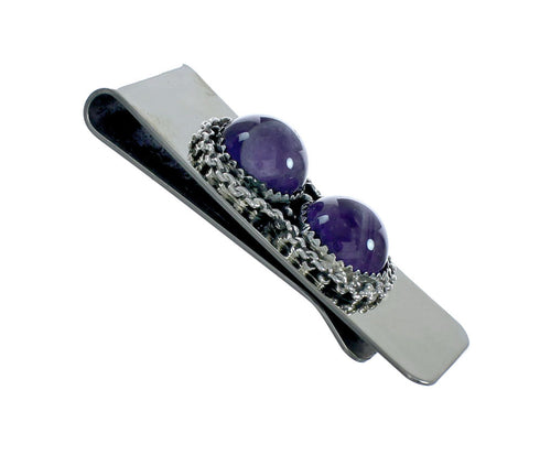 Navajo Sterling Silver Amethyst Native American Money Clip X11281