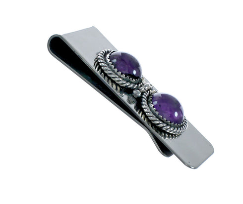 Navajo Sterling Silver Amethyst Native American Money Clip X11282