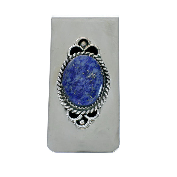 Genuine Navajo Lapis Sterling Silver Money Clip X11285