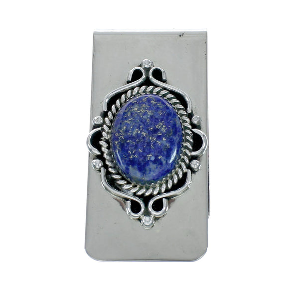 Genuine Navajo Lapis Sterling Silver Money Clip X11288