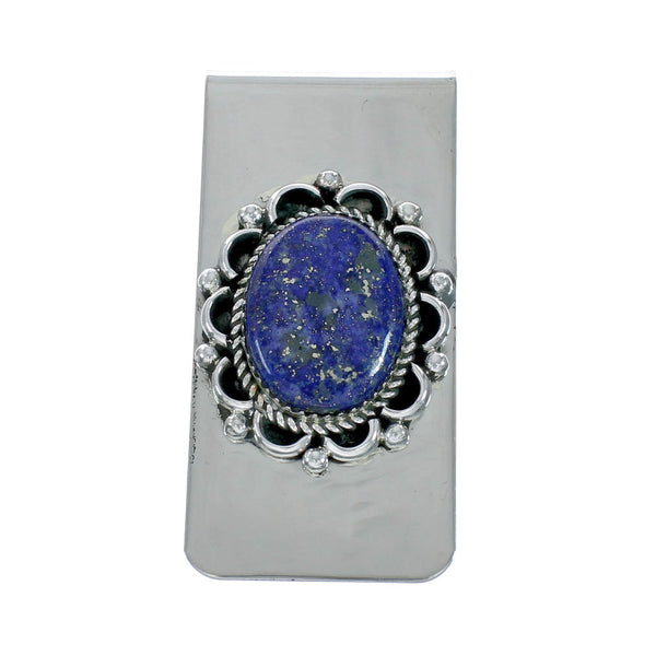 Native American Navajo Lapis Sterling Silver Money Clip X11289