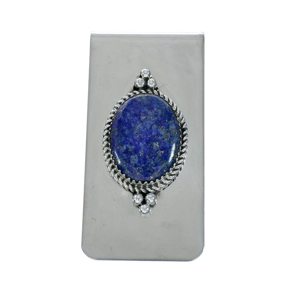 Native American Navajo Lapis Sterling Silver Money Clip X11290