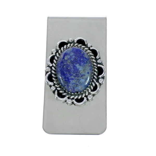 Native American Navajo Lapis Sterling Silver Money Clip X11291