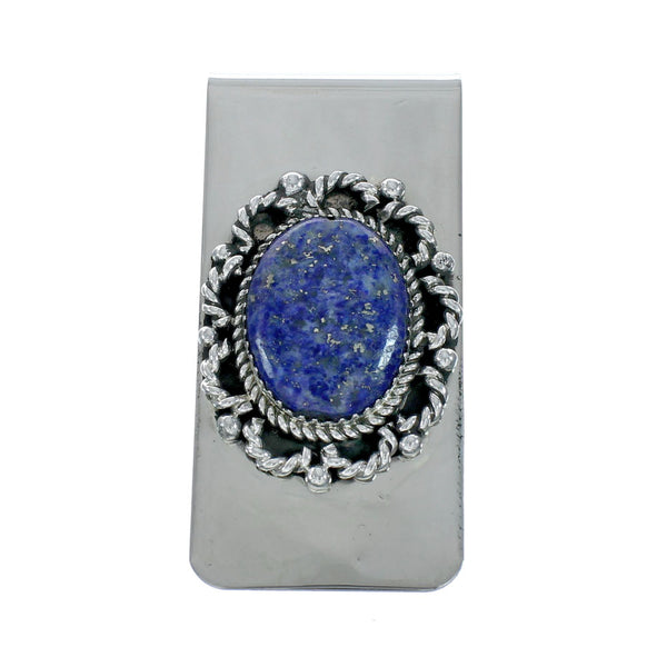 Native American Navajo Lapis Sterling Silver Money Clip X11292