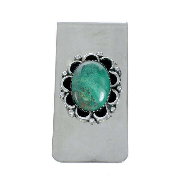 Navajo Chrysocolla Sterling Silver Money Clip X11293
