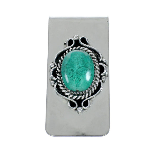 Navajo Chrysocolla Sterling Silver Money Clip X11294