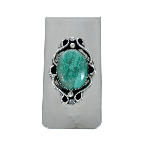 Navajo Chrysocolla Sterling Silver Money Clip X11295