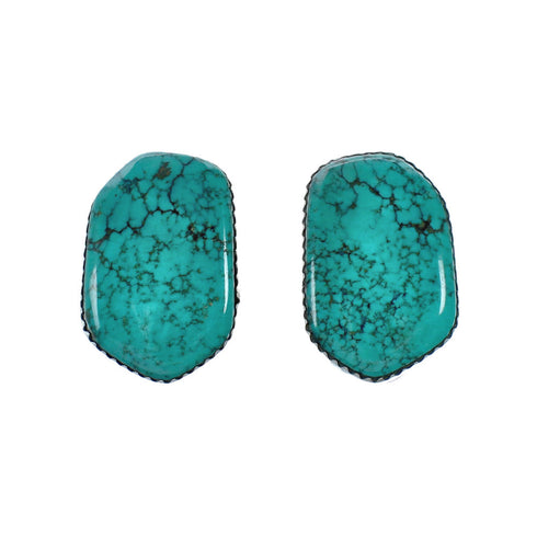 Native American Turquoise Sterling Silver Post Earrings X11305