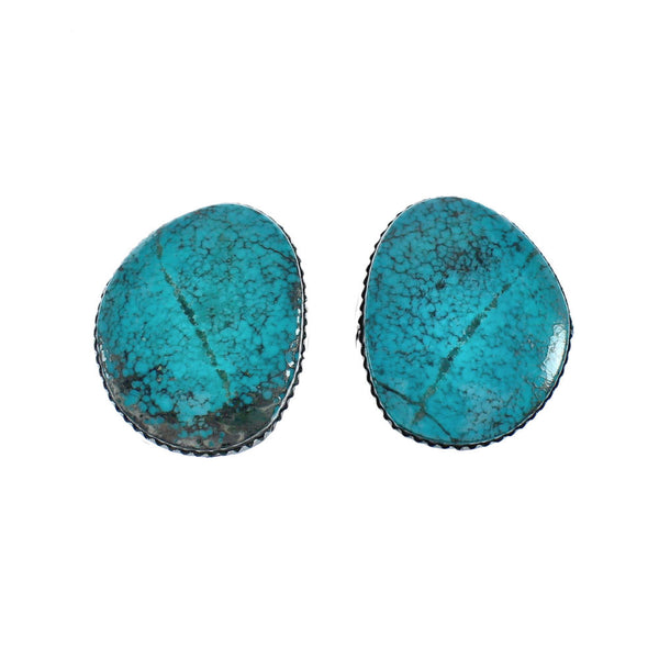 Native American Turquoise Sterling Silver Post Earrings X11308