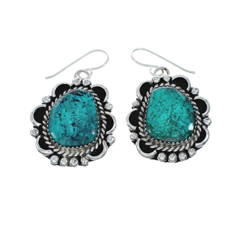 Authentic Navajo Sterling Silver Turquoise Link Necklace Earrings Set X11302