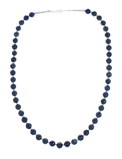 Navajo Lapis Sterling Silver And Bead Pendant Necklace Set X11312