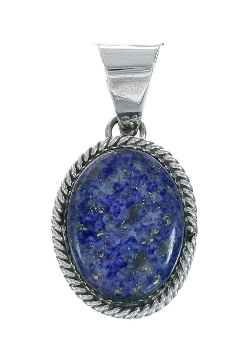 Navajo Lapis Sterling Silver And Bead Pendant Necklace Set X11312