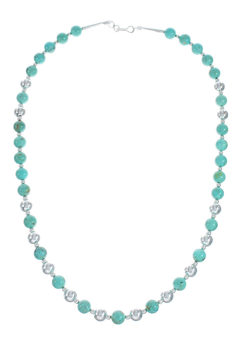 Navajo Turquoise Sterling Silver Bead Necklace And Pendant Set X11324