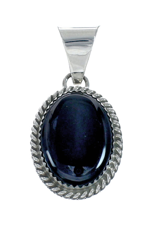 Native American Onyx Sterling Silver Navajo Bead Necklace X11318