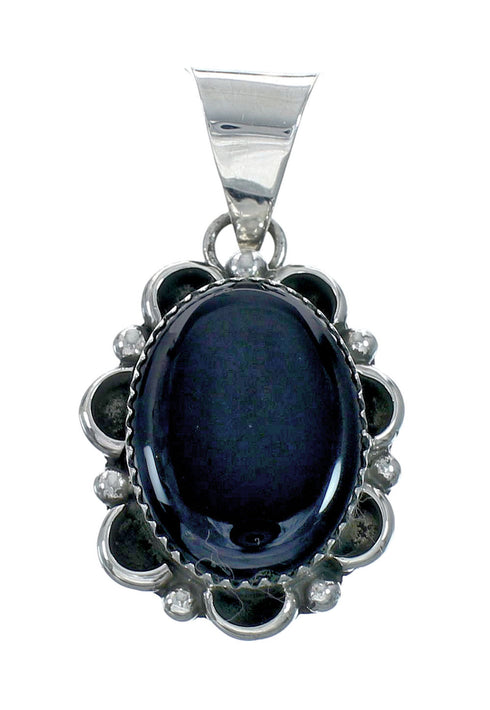 Native American Onyx Sterling Silver Navajo Bead Necklace X11319