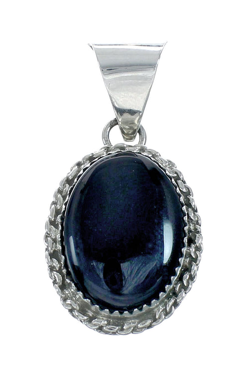 Native American Onyx Sterling Silver Navajo Bead Necklace X11320