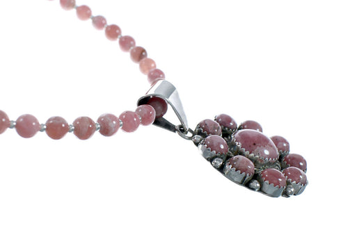 Native American Sterling Silver Rhodochrosite Bead Necklace X11321