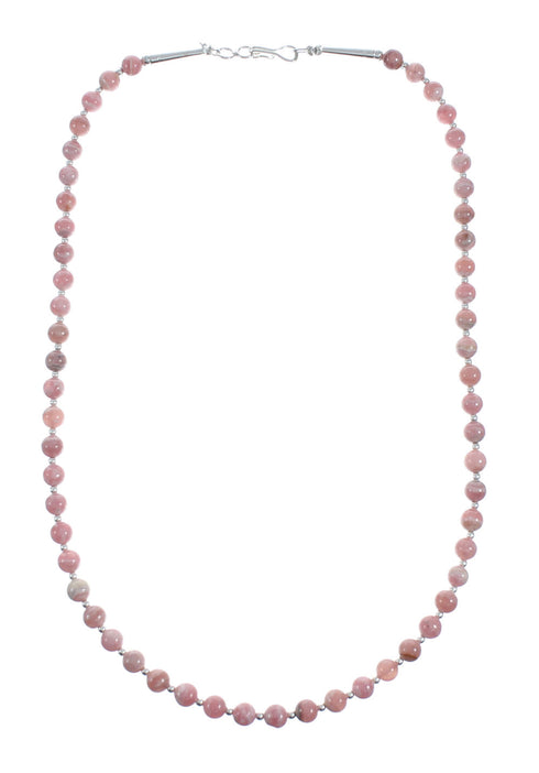 Native American Sterling Silver Rhodochrosite Bead Necklace X11321