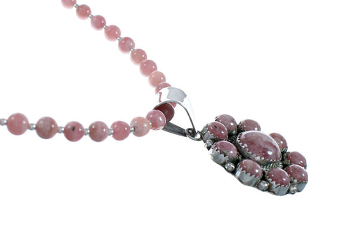 Native American Sterling Silver Rhodochrosite Bead Necklace X11322
