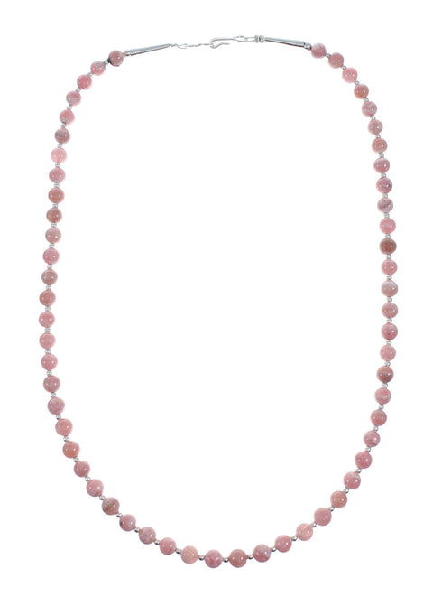 Native American Sterling Silver Rhodochrosite Bead Necklace X11322