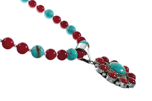 Native American Navajo Multicolor Sterling Silver Necklace Set X11358