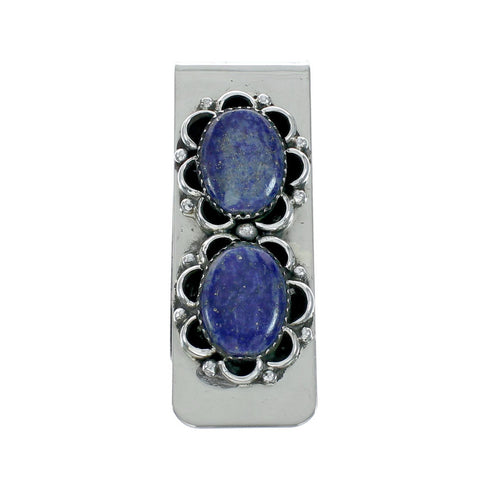 Native American Navajo Lapis Sterling Silver Money Clip X11326