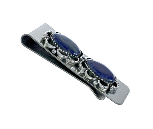 Native American Navajo Lapis Sterling Silver Money Clip X11326