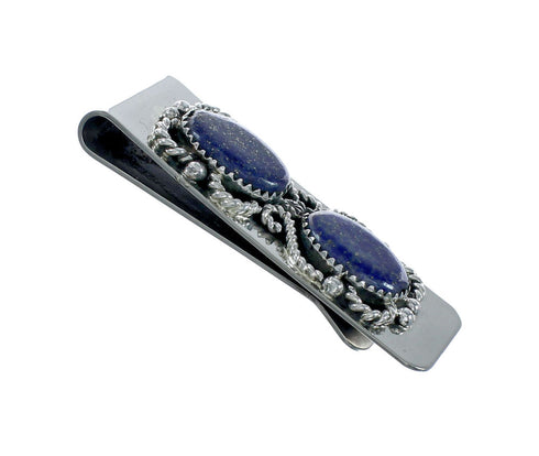 Genuine Navajo Lapis Sterling Silver Money Clip X11316
