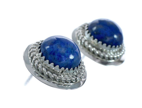 Native American Lapis Sterling Silver Navajo Post Earrings X11339