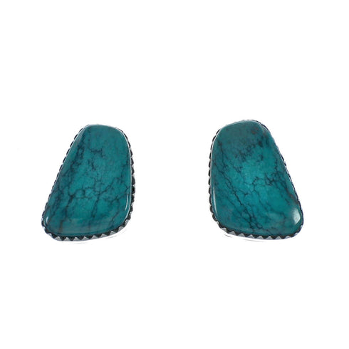 Native American Turquoise Navajo Sterling Silver Post Earrings X11355