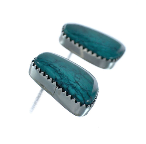Native American Turquoise Navajo Sterling Silver Post Earrings X11355