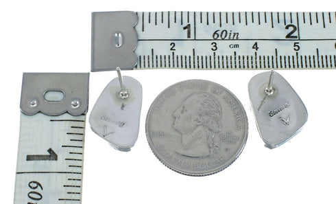 Native American Turquoise Navajo Sterling Silver Post Earrings X11355