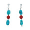 Navajo Turquoise And Coral Sterling Silver Bead Post Dangle Earrings X11359