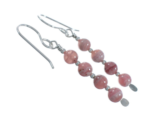 Genuine Sterling Silver Rhodochrosite Bead Hook Dangle Earrings X11315