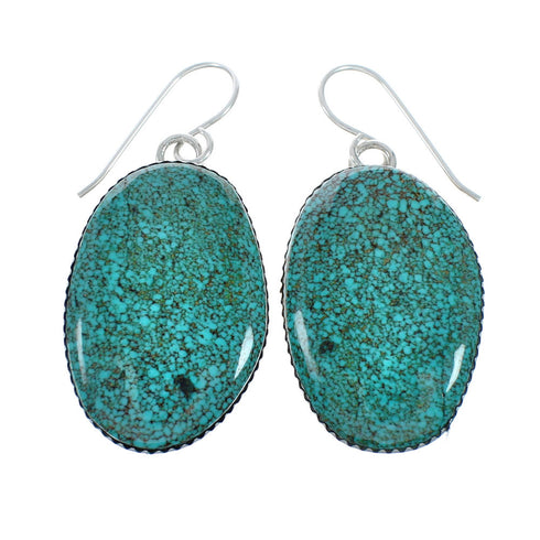 Navajo Turquoise Sterling Silver Hook Dangle Earrings X11344
