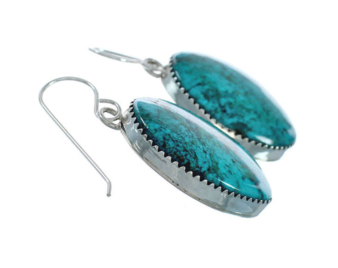 Navajo Turquoise Sterling Silver Hook Dangle Earrings X11346
