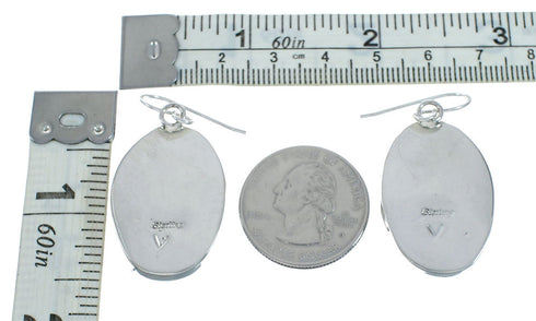 Navajo Turquoise Sterling Silver Hook Dangle Earrings X11346