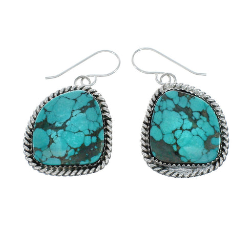 Navajo Turquoise Sterling Silver Hook Dangle Earrings X11348