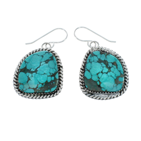Navajo Turquoise Sterling Silver Hook Dangle Earrings X11348