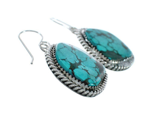 Navajo Turquoise Sterling Silver Hook Dangle Earrings X11348