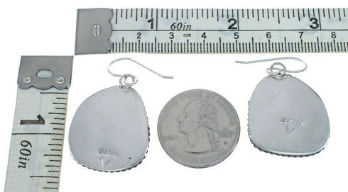 Navajo Turquoise Sterling Silver Hook Dangle Earrings X11348