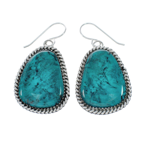 Navajo Turquoise Sterling Silver Hook Dangle Earrings X11349
